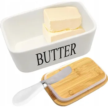 Máslenka Nádoba na máslo s vodou a víkem, bílá keramická máslenka