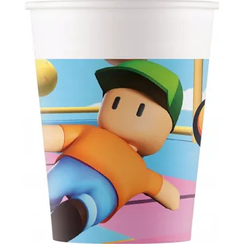 Jednorázové nádobí Papírové kelímky Stumble Guys Chaos Runner 8 kusů 200 ml FSC