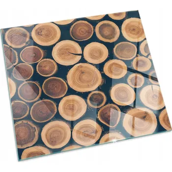 Krbová kamna Skleněná Ochrana Pod Kamna Tvrzené Sklo Podložka pod kamna s dřevěným dekorem 50x50 cm