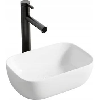 Umyvadlo UMYVADLO NA DESKU KERAMICKÉ BÍLÉ OBDÉLNÍKOVÉ LESKLÉ 37 x 25,5 CM