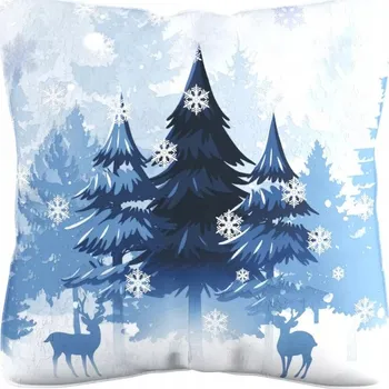 Povlak na polštářek Dekorační povlak na polštář s vánočním motivem Zasněžené stromky 40x40 cm