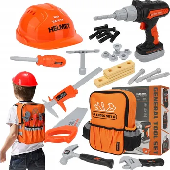 Dětská dílna BATOH S NÁŘADÍM PRO DĚTI ŠROUBOVÁK SADA PRO KUTILY ŠROUBY PILA