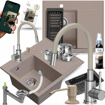 Granitový dřez Jednokomorový granitový dřez Sink Quality STILO béžový