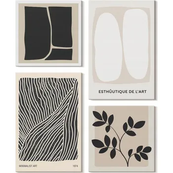Obraz Dekorativní Sada Obrazů na Plátně Set Rostlinné Vzory Minimalistické