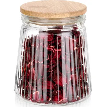 Dóza na potraviny Skleněná dóza na sypké potraviny s bambusovým víčkem a těsněním 700 ml