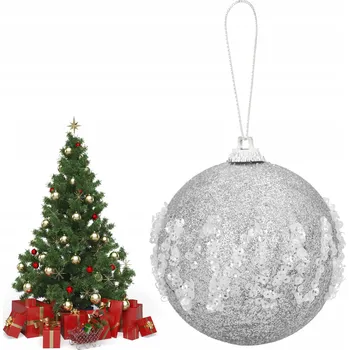 Vánoční dekorace VÁNOČNÍ KOULE CHOINKOWA srebrna 8 cm nietłukąca velká ozdoba na vánoční stromeček dekorace