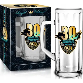 Sklenice PIVNÍ SKLENICE ROYAL EDITION - Pivní pivní sklenice Reno Ottica 500ml - DÁREK K 30 LETÁM