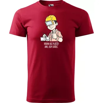 Pánské tričko Sablio Tričko s potiskem pro svářeče Hrdina bez pláště? Ano, jsem svářeč - červené 4XL