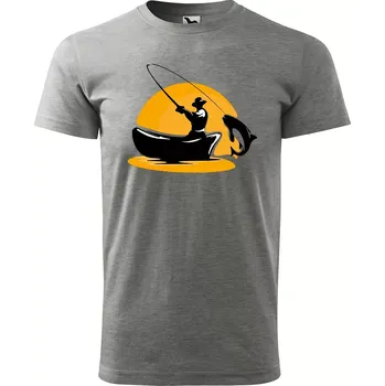 Pánské oblečení Sablio Tričko s potiskem Rybář 1 - šedé M