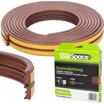 Těsnění do okna a dveří Okenní těsnění hnědé ToolSpace 0,9 x 600 x 4 mm