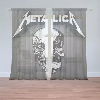 Záclona Sablio Záclony METALLICA Lebka Šedá: 2ks 150x250cm
