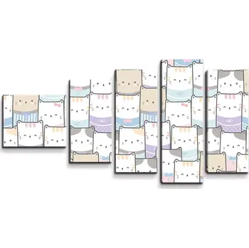Obraz Sablio Obraz - 5-dílný Kreslená koťátka - 100x60 cm
