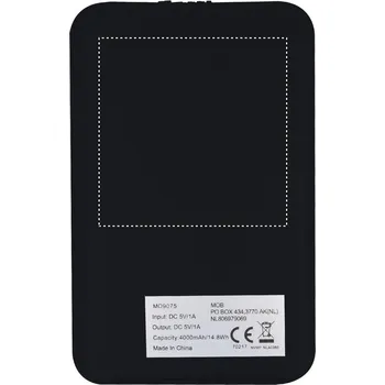 Powerbanka Solární power banka 4000 mAh 5 BACK, 60x60mm Tamponový tisk, 1 barva