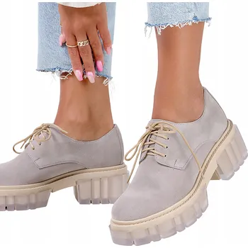 Dámské polobotky SEMIŠOVÉ BOTY NA PLATFORMĚ Z PRAVÉ KŮŽE, VEL. 41