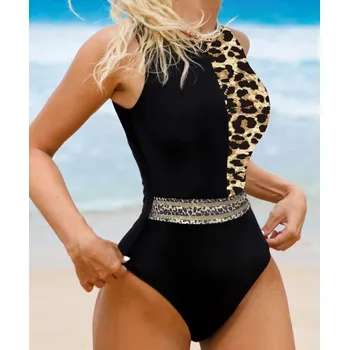 Podprsenka JEDNODÍLNÉ PLAVKY ČERNÉ DÁMSKÉ ZEŠTÍHLUJÍCÍ SEXY L