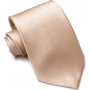 Kravata Elegantní pánská kravata klasická béžová hladká lehce lesklá módní
