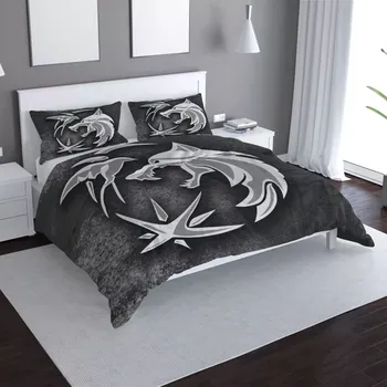 Povlečení Sablio Povlečení Zaklínač Šedý abstrakt - 140x220 / 90x70