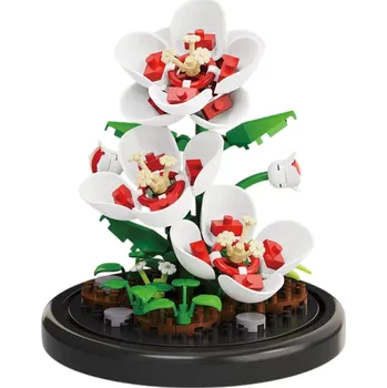 ostatní stavebnice Květinový model ibišku 85 x 85 x 93 mm 127 ks Mikro stavebnice rostliny v květináči Kreativní domácí dekorace a tvořivý dárek pro děti