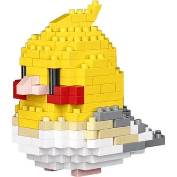 ostatní stavebnice Žlutý tropický papoušek 7.6 x 10 x 6.5 cm Mikro mini stavební bloky 3D montážní model pro milovníky ptáků Kreativní barevná dekorativní stavebnice