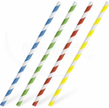 Jednorázové nádobí Slámka papírová Spirála barevný mix Ø6mm x 20cm [25 ks]