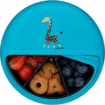 Carl Oscar Otočný zásobník na svačinu Snackdisc s 5 přihrádkami, tyrkysový žirafa
