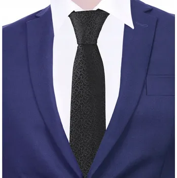 Kravata ELEGANTNÍ ČERNÁ Žakárová Kravata z Mikrovlákna, Šířka 7 cm, Pánská GREG g64