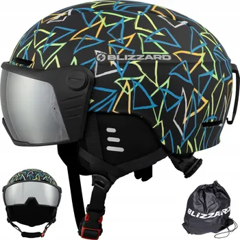 Dětská lyžařská helma Blizzard Flash Visor junior black/multicolor 52-56