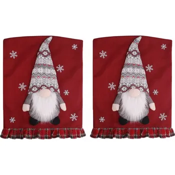 Vánoční dekorace VÁNOČNÍ POTAH NA ŽIDLI SKŘÍTEK OZDOBA DEKORACE NA OPĚRADLO 2ks