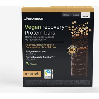 Protein DECATHLON Proteinová tyčinka veganská arašídová s čokoládou 6 ks