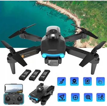 Dron Skládací dron s HD 1080P kamerou, černý, plastový, se 2 bateriemi 1800 mAh
