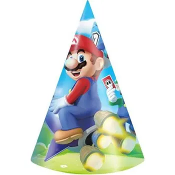 Párty papírová čepička Mario 6ks - Cakesicq | Cukrářské potřeby