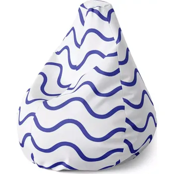 Sedací pytel Sablio Sedací vak Pear Modré vlnky: 140 x 100 x 25 cm