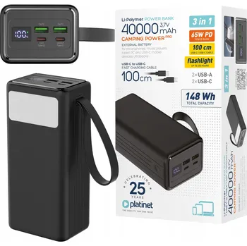 Powerbanka Powerbank Platinet 40000 mAh černý
