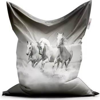 Sedací pytel Sablio Sedací vak Classic Bílí koně - 150x100 cm