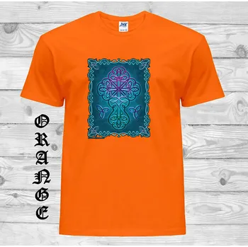 levne-bavlnene-tricko-potisk-keltsky-kriz Barva: Orange - oranžová, velikost: XXL