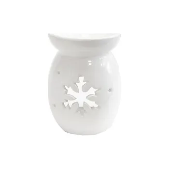Vánoční dekorace Aromalampa ker. bílá vánoční vločka 9x9x9 cm