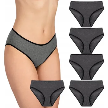 Dámské spodní prádlo Vivisence 4016 5-pack grafitové s černou gumou bavlna Kalhotky L KALHOTKY