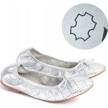 Dámské baleríny WOJTYŁKO 5BA22013 DÍVČÍ BALERÍNKY S VZOREM BALERÍNY POLOBOTKY 32 Stříbrná