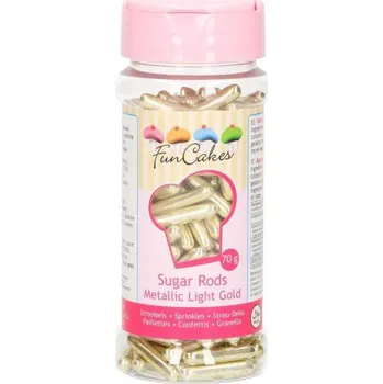 Cukrové tyčky 2cm zlaté 70g - FunCakes