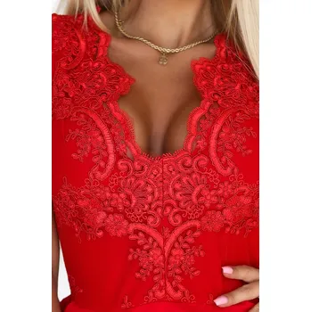 Dámské šaty 200-11 CHARLOTTE exkluzivní rozšířené šaty s krajkovým výstřihem -