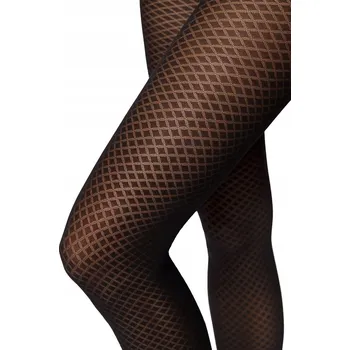 Podprsenka MONA Cristals 50 den krycí punčocháče z mikrovlákna se vzorem kosočtverců 2-S Black