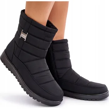 Dámská zimní obuv Dámské sněhule lehké zateplené kožíškem na zip černé 38