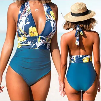 Dámské plavky JEDNODÍLNÉ PLAVKY S TVARUJÍCÍM EFEKTEM, DÁMSKÉ PLAVKY S VYCPÁVKAMI, BOHO STYL, VELIKOST L