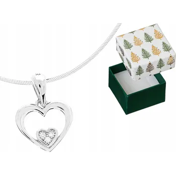 Náhrdelník Stříbrný náhrdelník se zirkony Přívěsek Srdce Řetízek 50 cm