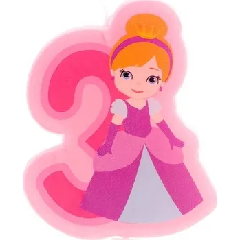 Svíčka na dort číslice tři princezna 7cm - Dekora | Cukrářské potřeby