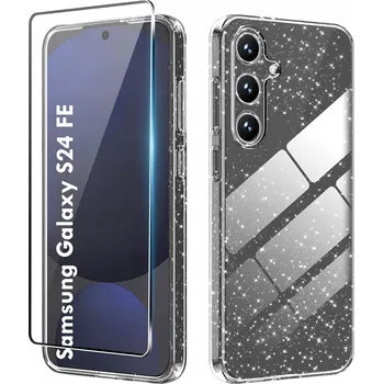Pouzdro na mobilní telefon Silikonový Pouzdro pro Samsung Galaxy S24 FE - třpytivý + Sklo