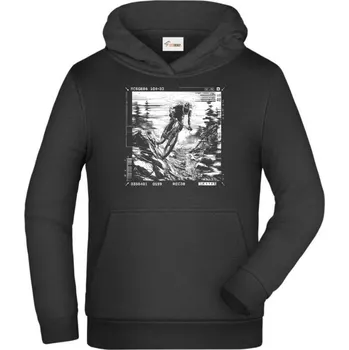 Pánské tričko Adrenalinový glitch, cyklista, bílý potisk - Dětská mikina s kapucí - 128 cm