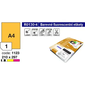 Papír Rayfilm R0133.1123 Samolepící etikety 210 x 297mm (A4) oranžové fluo, 1list