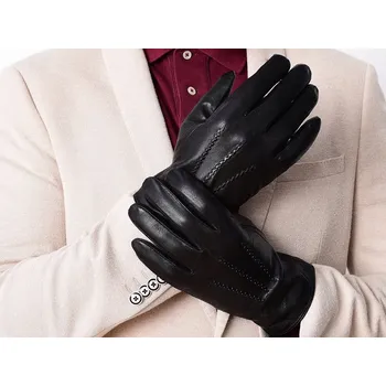 Rukavice PRIUS LUX Pánské kožené zateplené zimní rukavice černé 2051 rXL