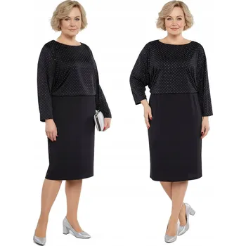 Dámské šaty Černé šaty s malými zirkony 56